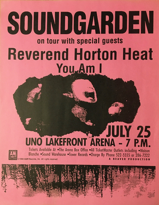 Soundgarden - 1994 Uno Lakefront Arena New Orleans, LA Handbill